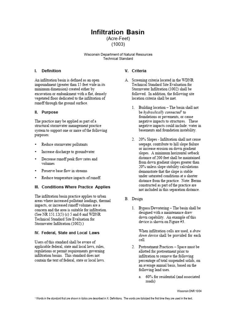 1003 Infiltration Basin | PDF | Surface Runoff | Drainage Basin
