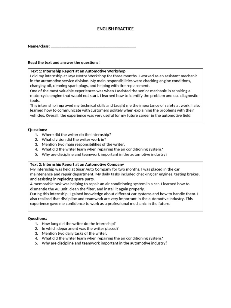 Practice (Reading Text Job Training Program) | PDF