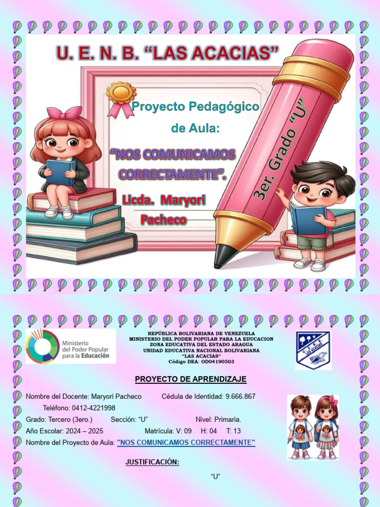 Proyecto de Aprendizaje Tercer Grado | PDF | Comunicación | Aprendizaje