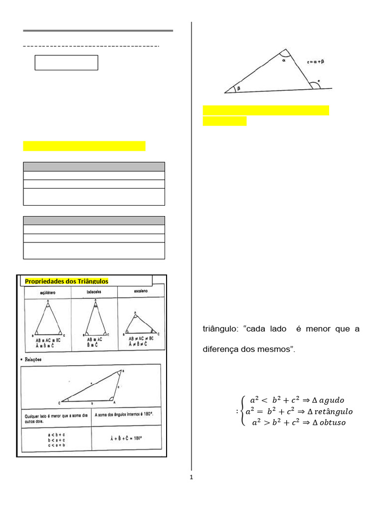 Geometria dos Triângulos: Teoria e Exercícios | PDF | Triângulo ...