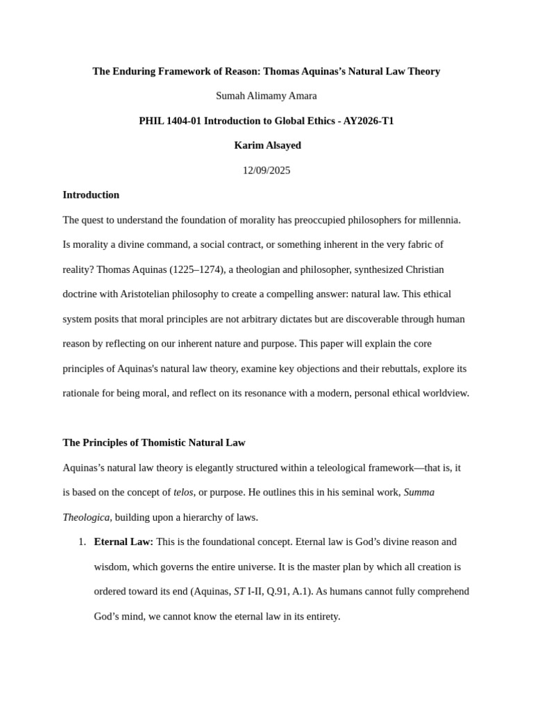 Aquinas's Natural Law Theory Explained | PDF | Natural Law | Thomas Aquinas