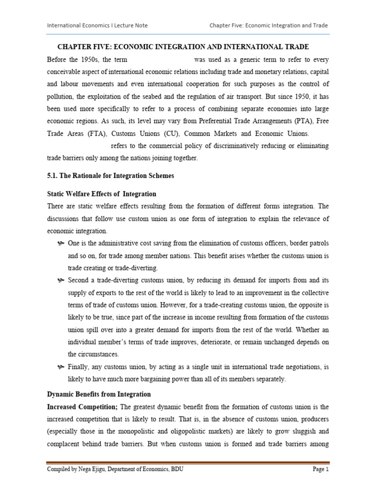 Economic Integration and Trade Overview | PDF | Economic Integration ...