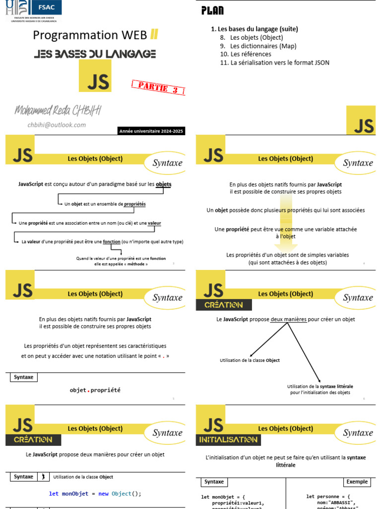 Bases des Objets en JavaScript | PDF | JavaScript | Langage de ...