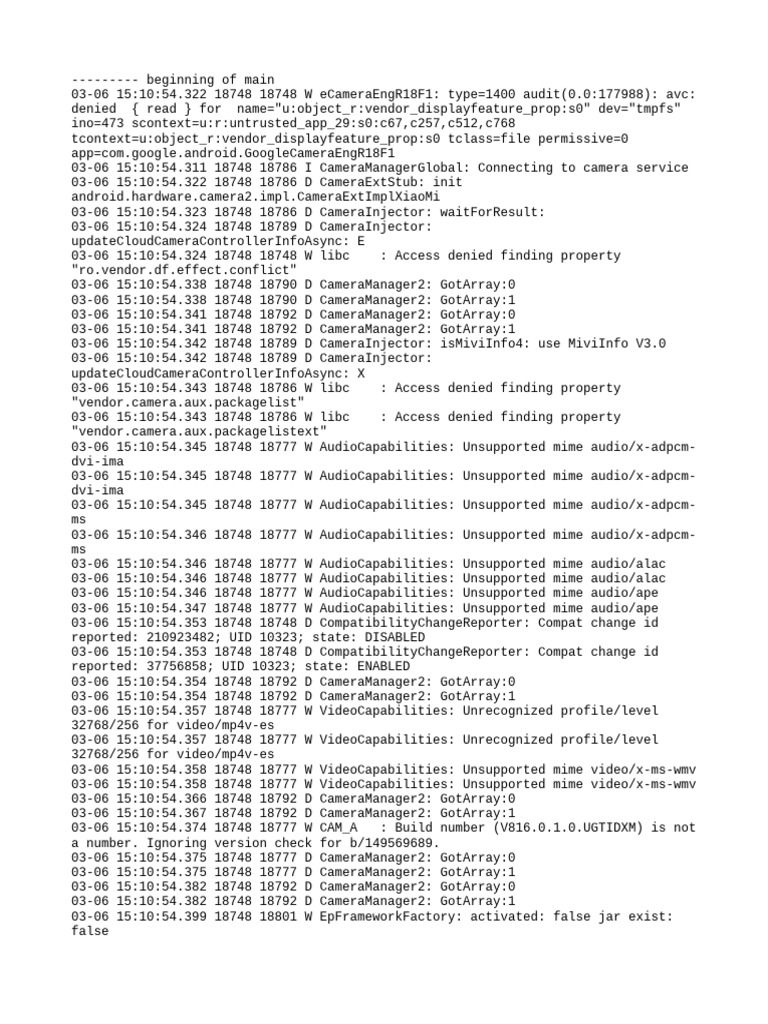Camera Service Connection Logs | PDF | Computing