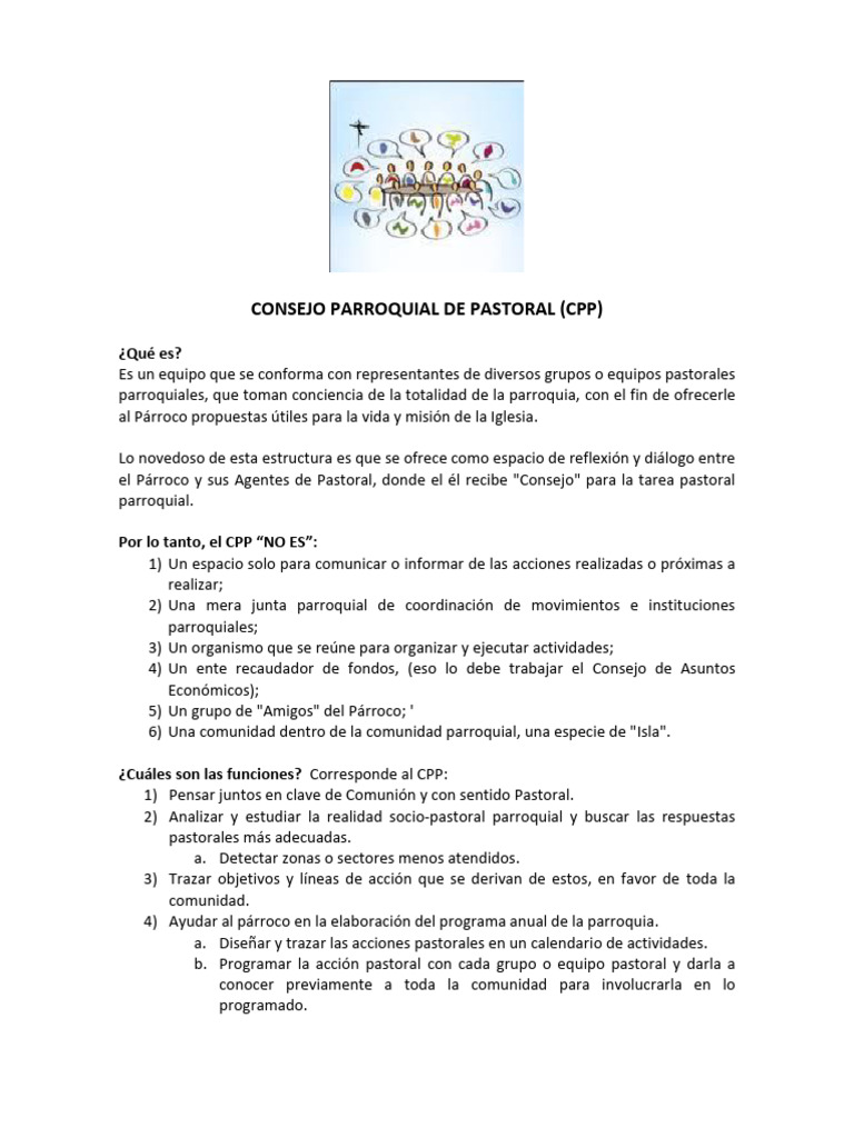 Funciones del Consejo Parroquial de Pastoral | PDF