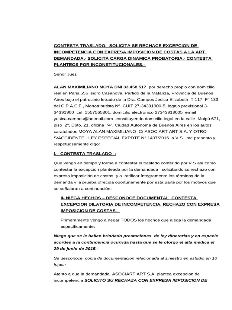 Contesta Traslado | PDF | Debido al proceso | Judicaturas