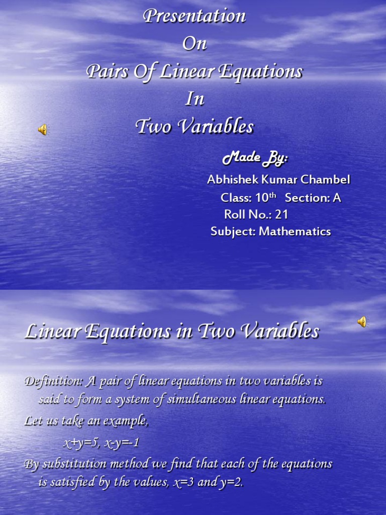 Class 10 Project on Linear Equations | PDF | System Of Linear Equations ...
