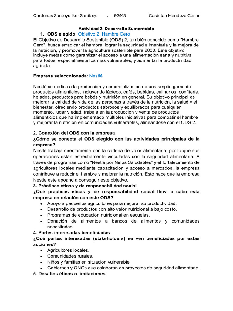 Nestlé y el ODS 2: Hambre Cero | PDF | Hacerse un nido | Sustentabilidad