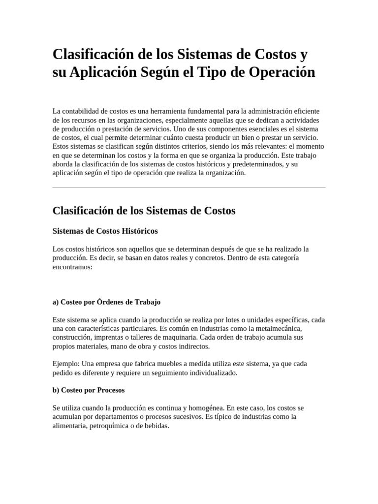 Sistemas de Costos y su Aplicación | PDF | Contabilidad de costos ...