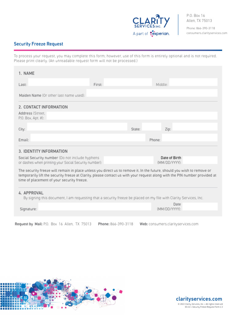 Security Freeze Request 2.3 5.22 | PDF | Written Communication | Public ...