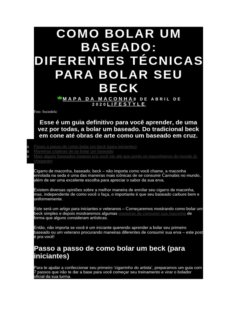 Guia Prático para Bolar um Beck | PDF | Cannabis (droga)