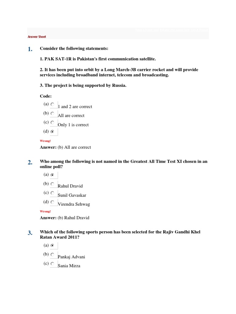 CSAT Model Questions and Answers | PDF | Pakistan | Social Group