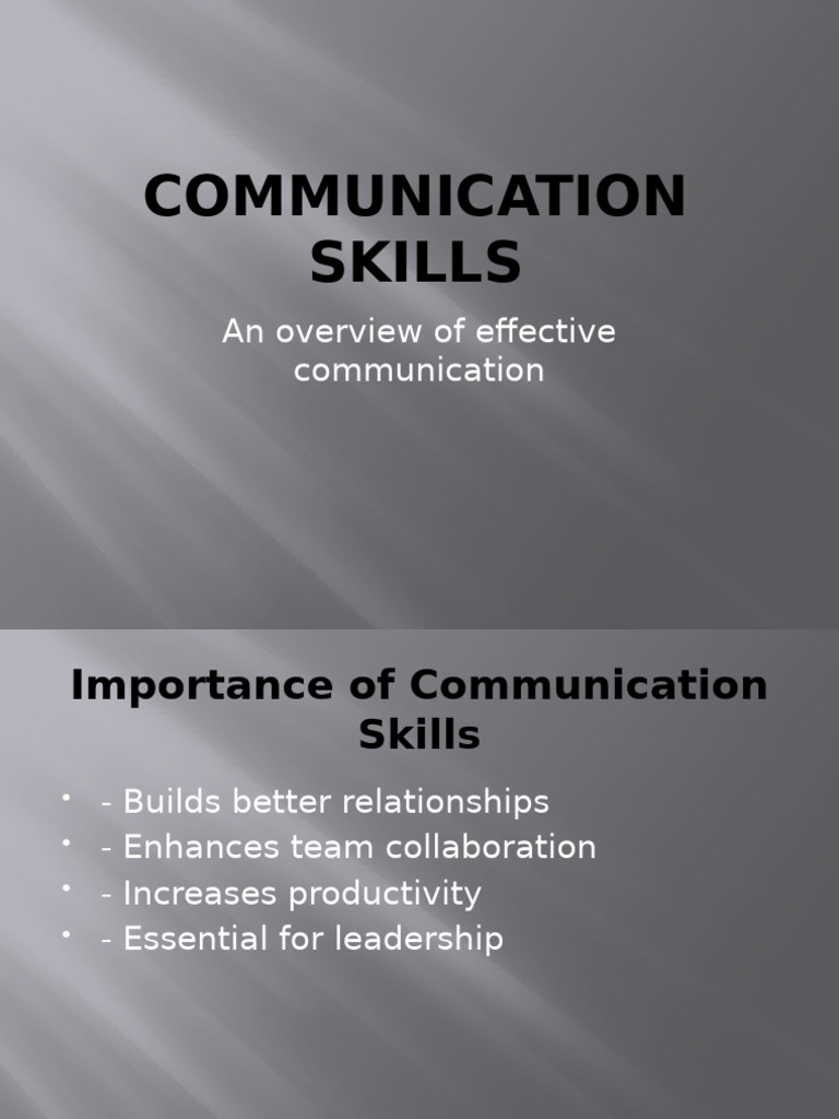 Effective Communication Skills Overview | PDF