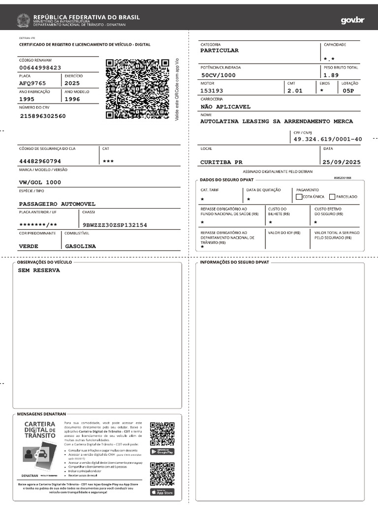 Validação de QR Code DETRAN-PR | PDF