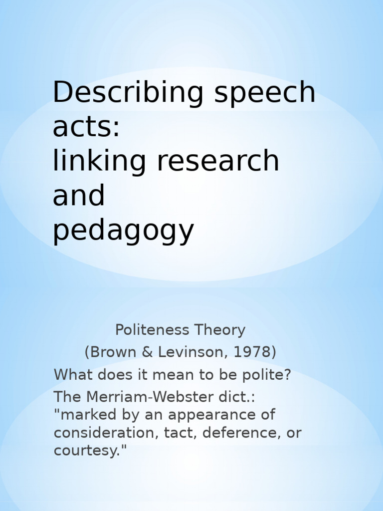 Understanding Speech Acts and Politeness | PDF | Linguistics ...