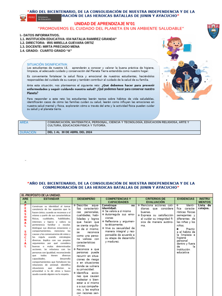 Unidad de Aprendizaje #01 Abril | PDF | Datos | Dibujo