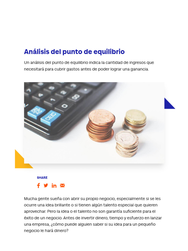 Análisis del Punto de Equilibrio Empresarial | PDF | Margen bruto ...