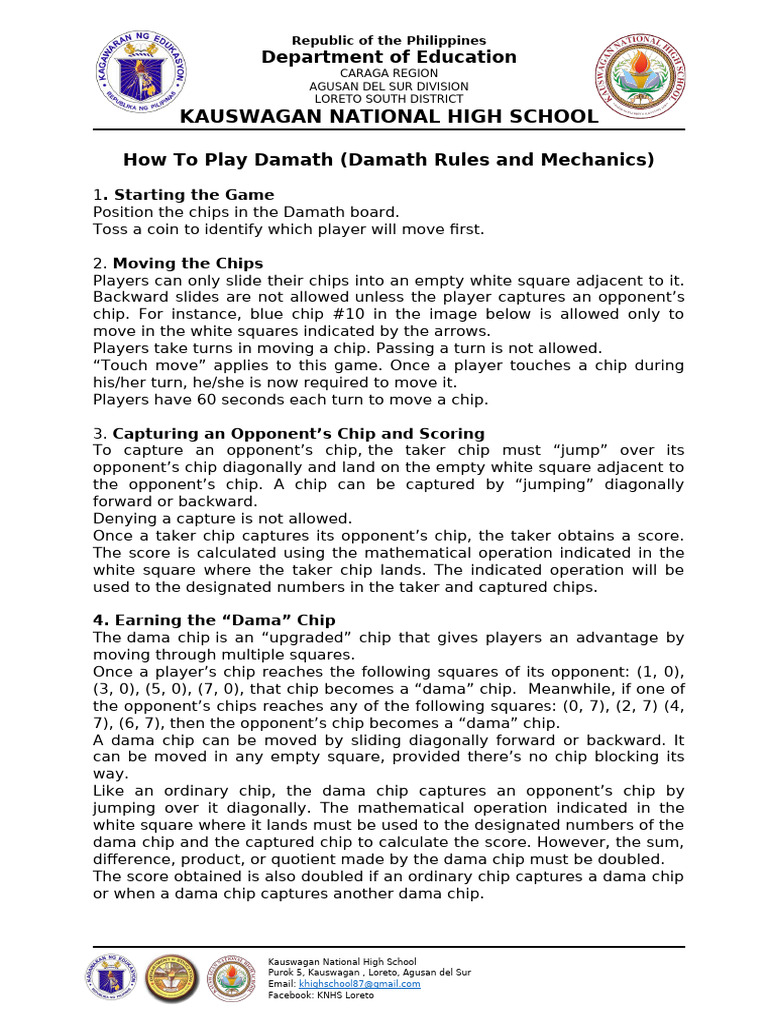 Damath Game Rules and Mechanics | PDF