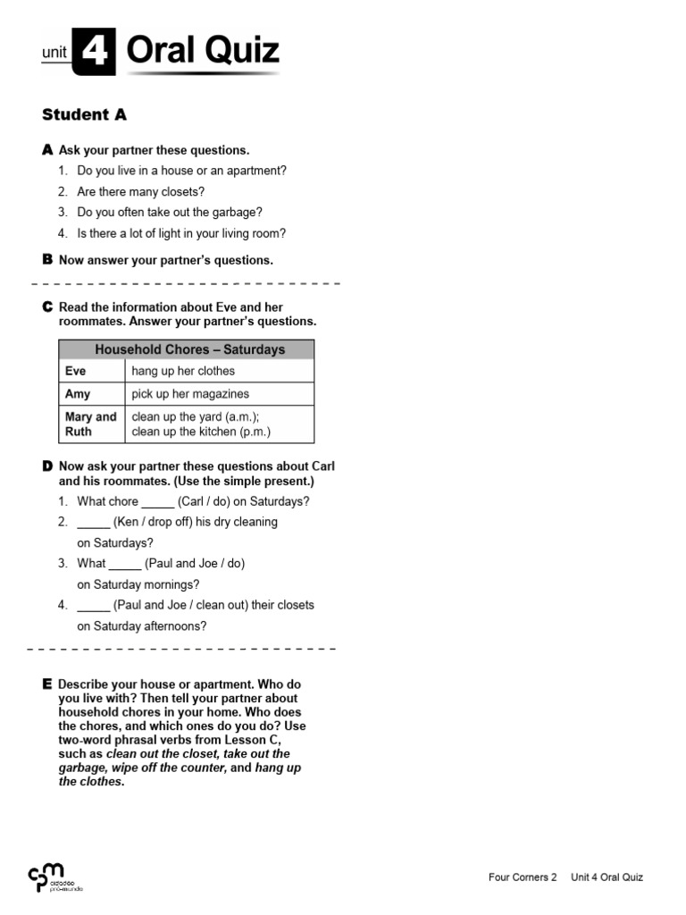 FC Level 2 Unit 4 Turma F-OralTest STD A | PDF