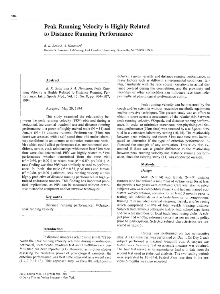 Runing Velocity & Performance by Scott | PDF