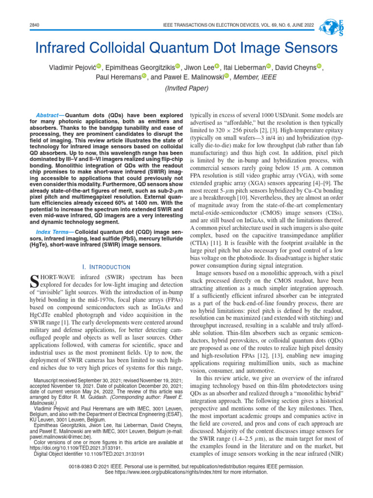 Colloidal Quantum Dot Infrared Sensors | PDF | Infrared | Semiconductors