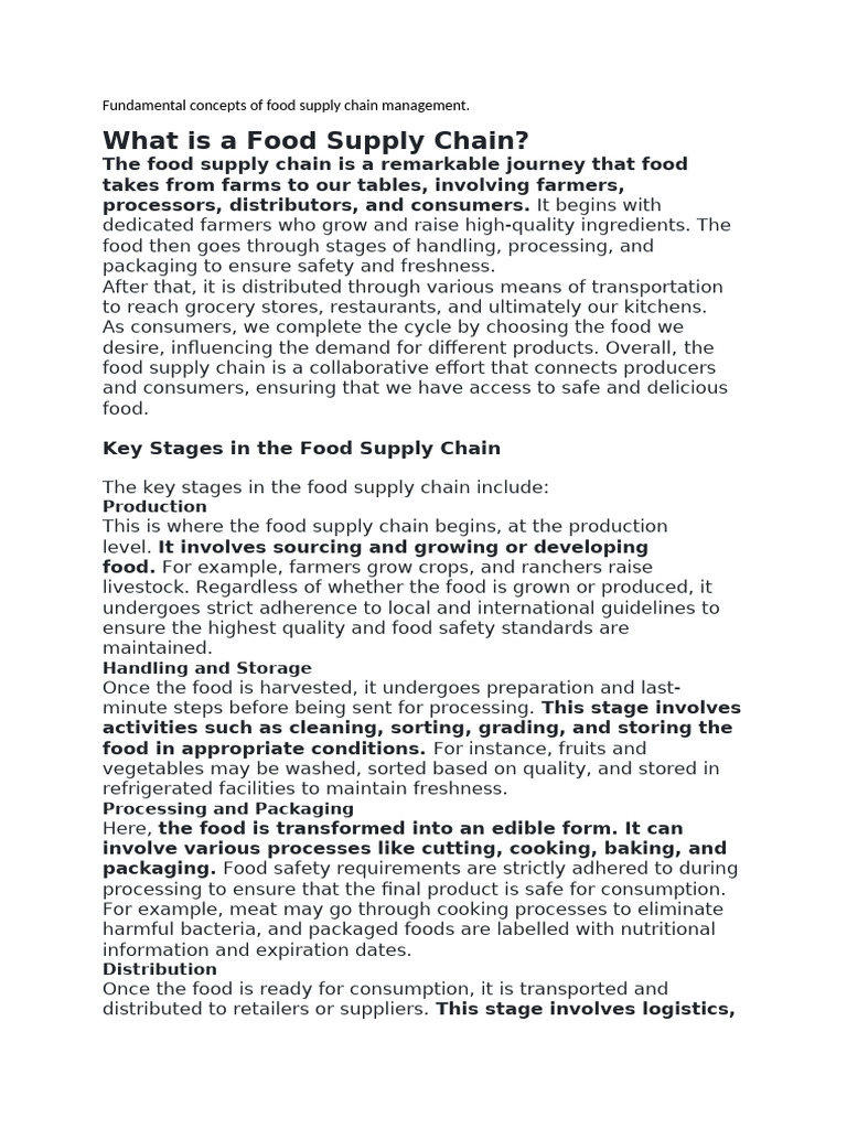 Food Supply Chain Management Basics | PDF | Supply Chain | Logistics