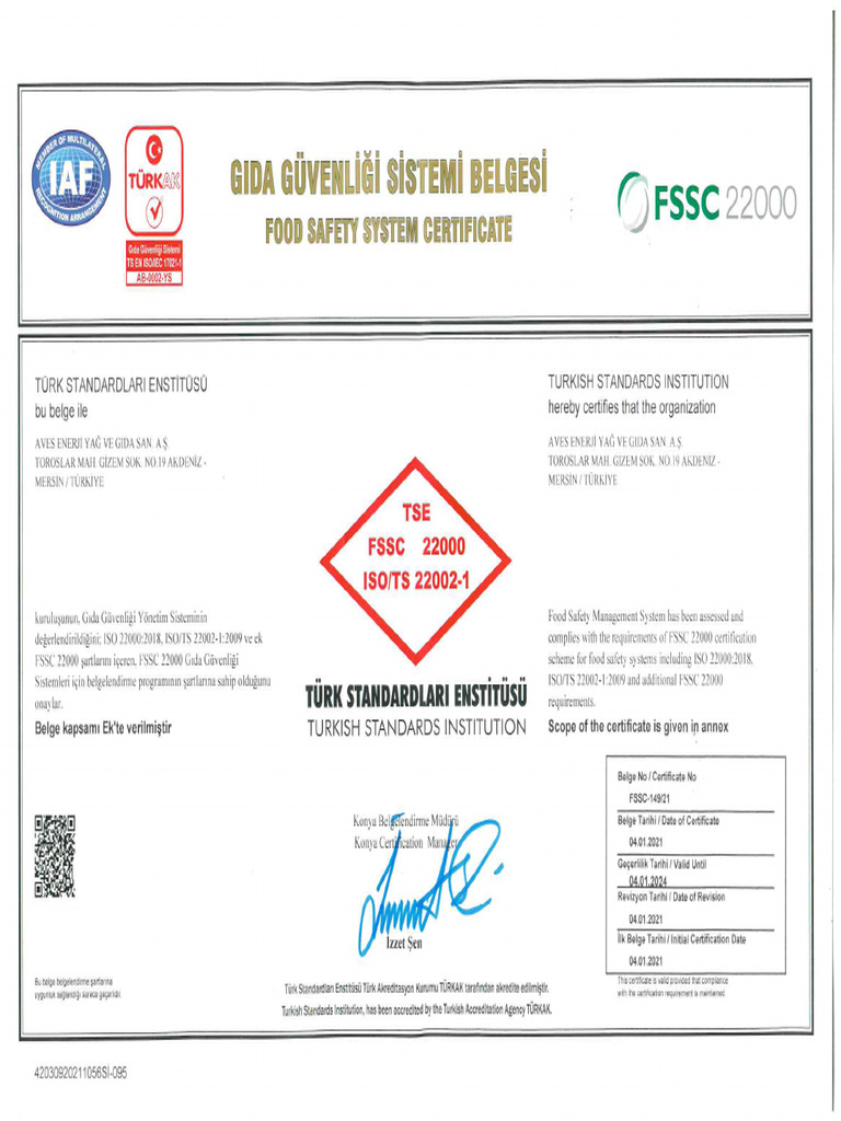 FSSC Food Safety System Certificate Tse | PDF