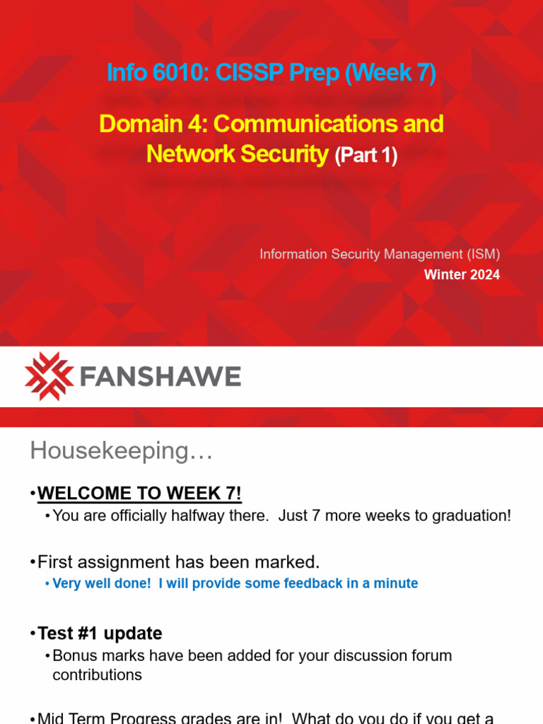 INFO 6010 W24 - Week 7 ISM - Communication and Network Sec Part1 | PDF ...