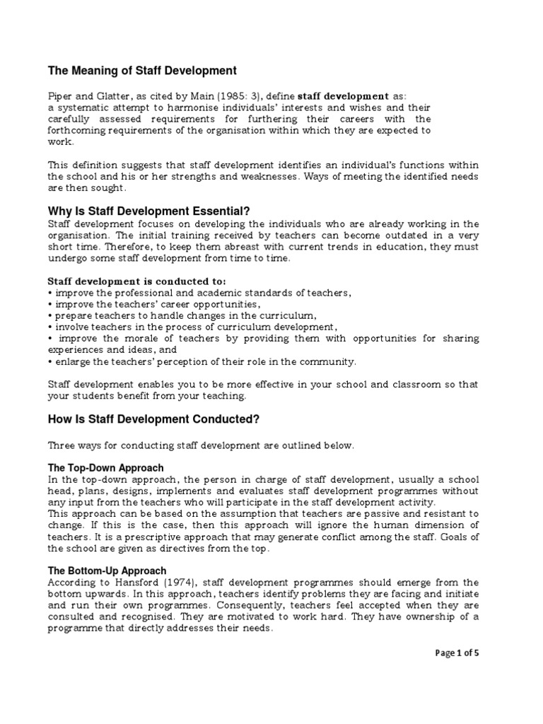 Staff Development PDF Needs Assessment Learning