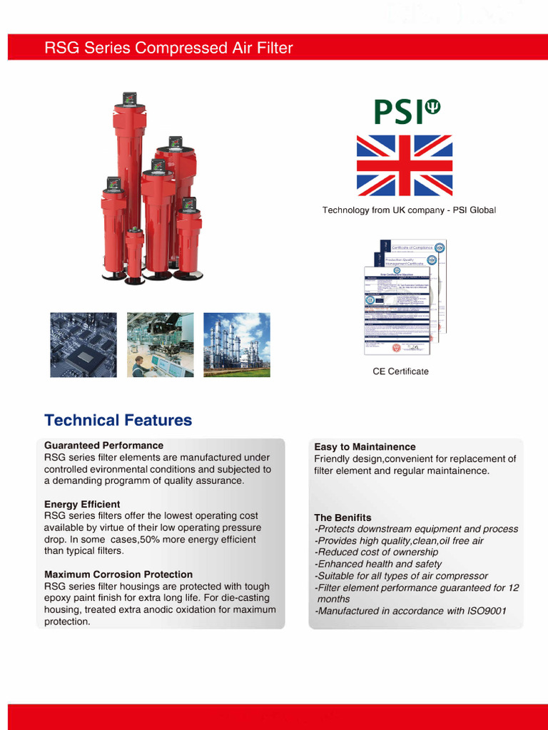RSG Series Compressed Air Filters Overview | PDF | Industrial Processes ...