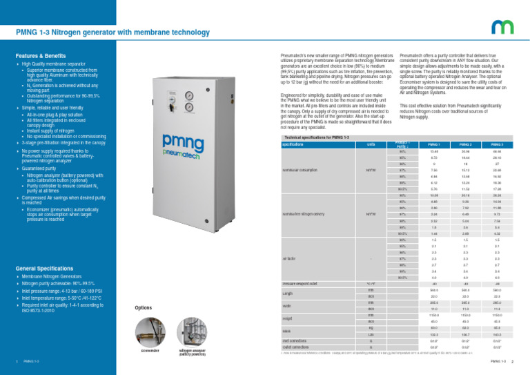 Pneumatech PMNG 1-3 Product Specification Sheet en Antwerp | PDF ...
