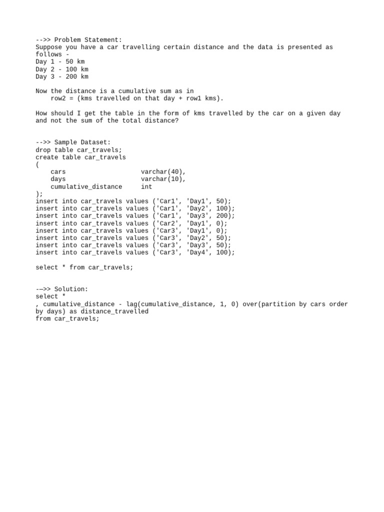 SQL Script Calculate Distance From Cumulative Distance | PDF