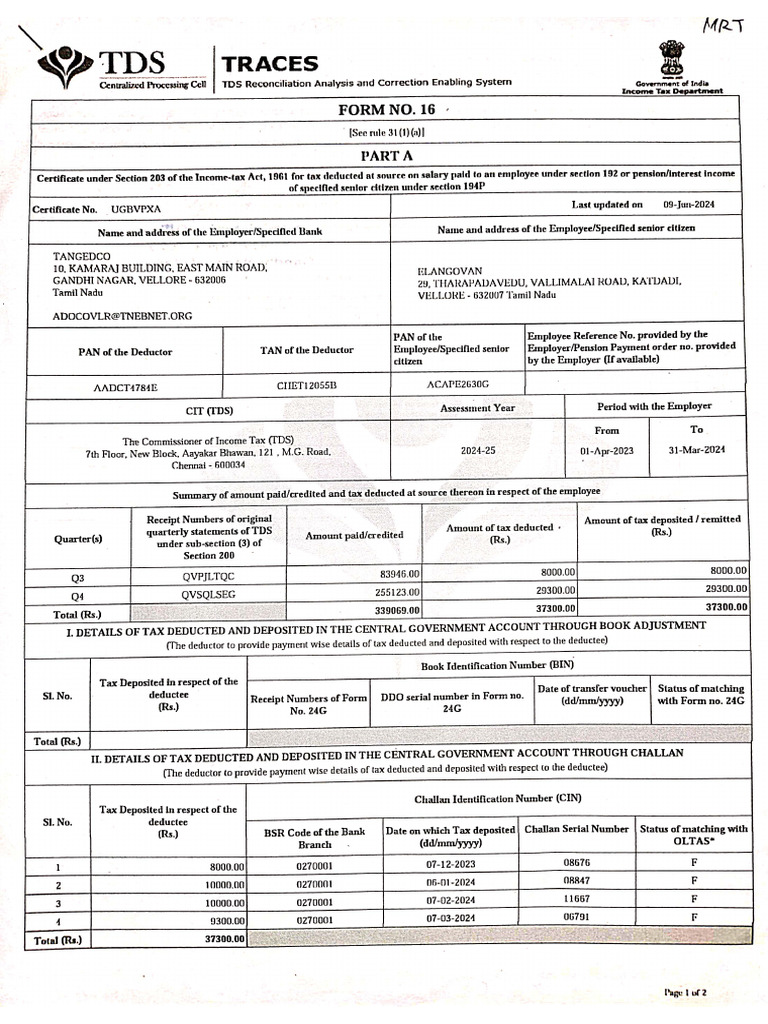 2024-25 Form 16 | PDF