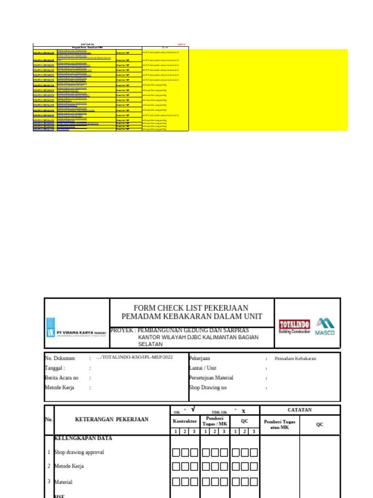 Checklist MEP dan Pemadam Kebakaran | PDF