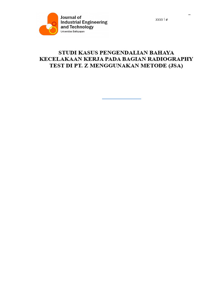 Studi Kasus Pengendalian Bahaya Kecelakaan Kerja Pada Bagian ...