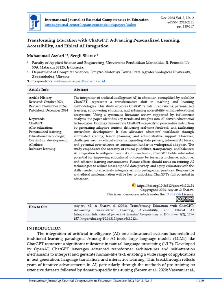 ChatGPT in Education: Enhancing Learning | PDF | Artificial ...