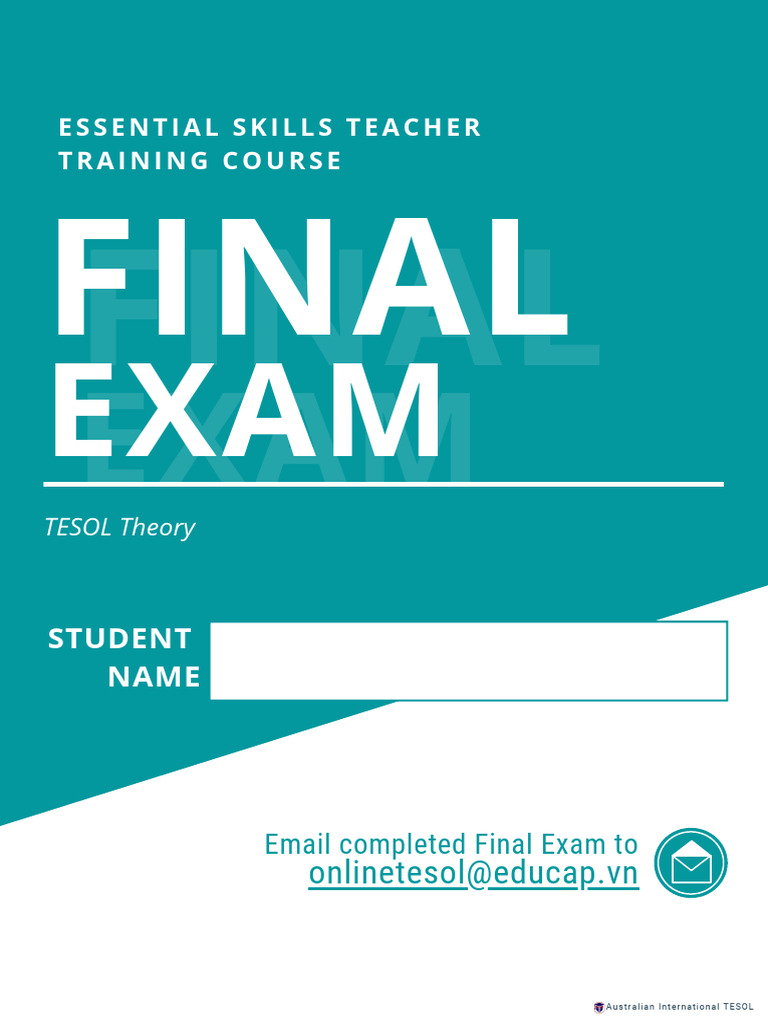 TESOL Final Exam: Essential Skills | PDF | English As A Second Or ...