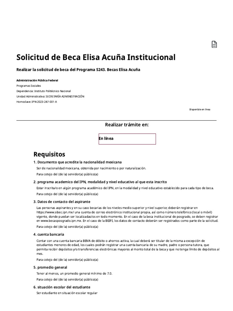 Solicitud Beca Elisa Acuña 2025 | PDF | Beca