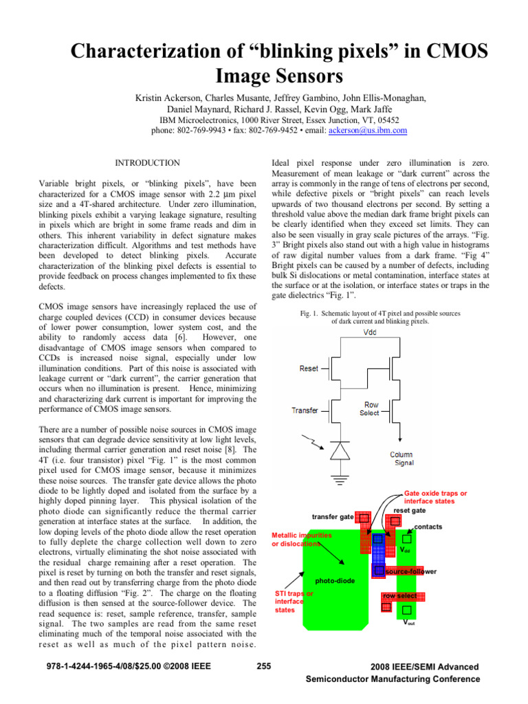 Characterizing Blinking Pixels in CMOS Sensors | PDF | Charge Coupled ...