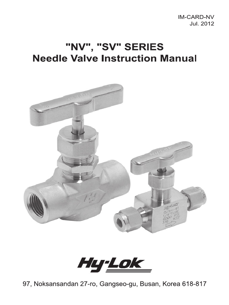 NV and SV Series Needle Valve Instruction Manual | PDF