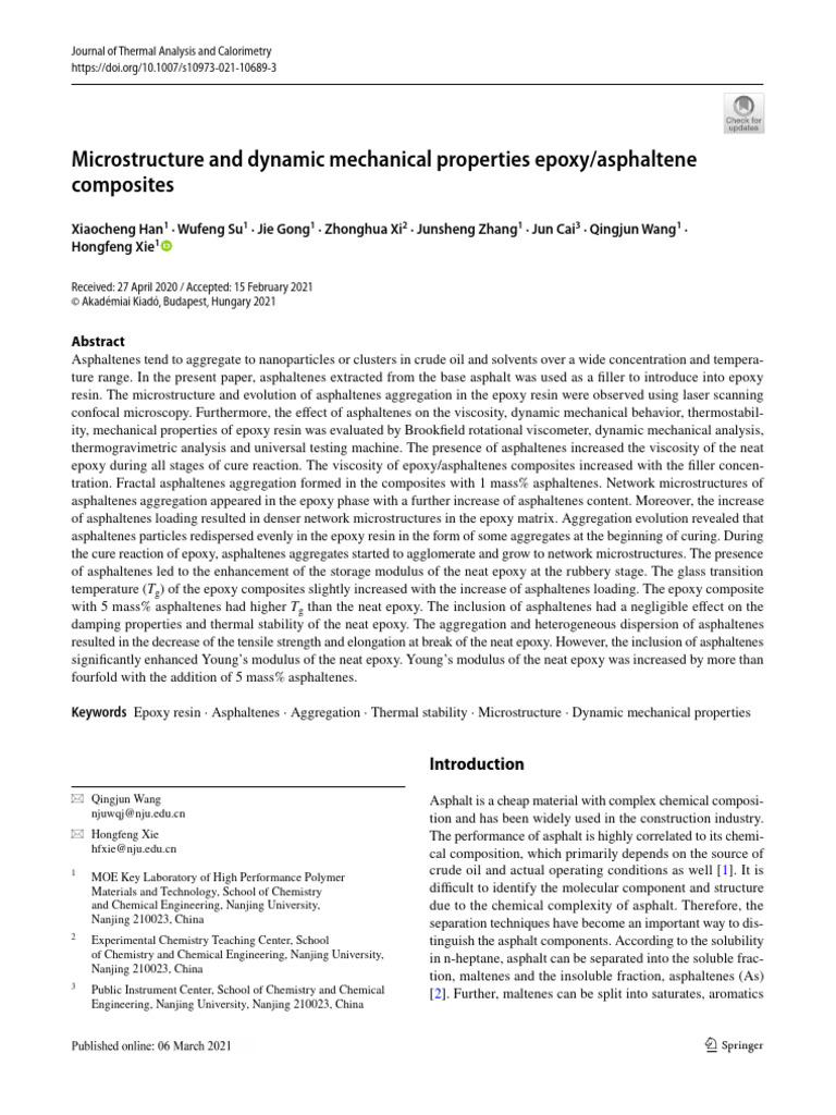 Asphaltenes in Epoxy Composites Analysis | PDF | Epoxy | Composite Material