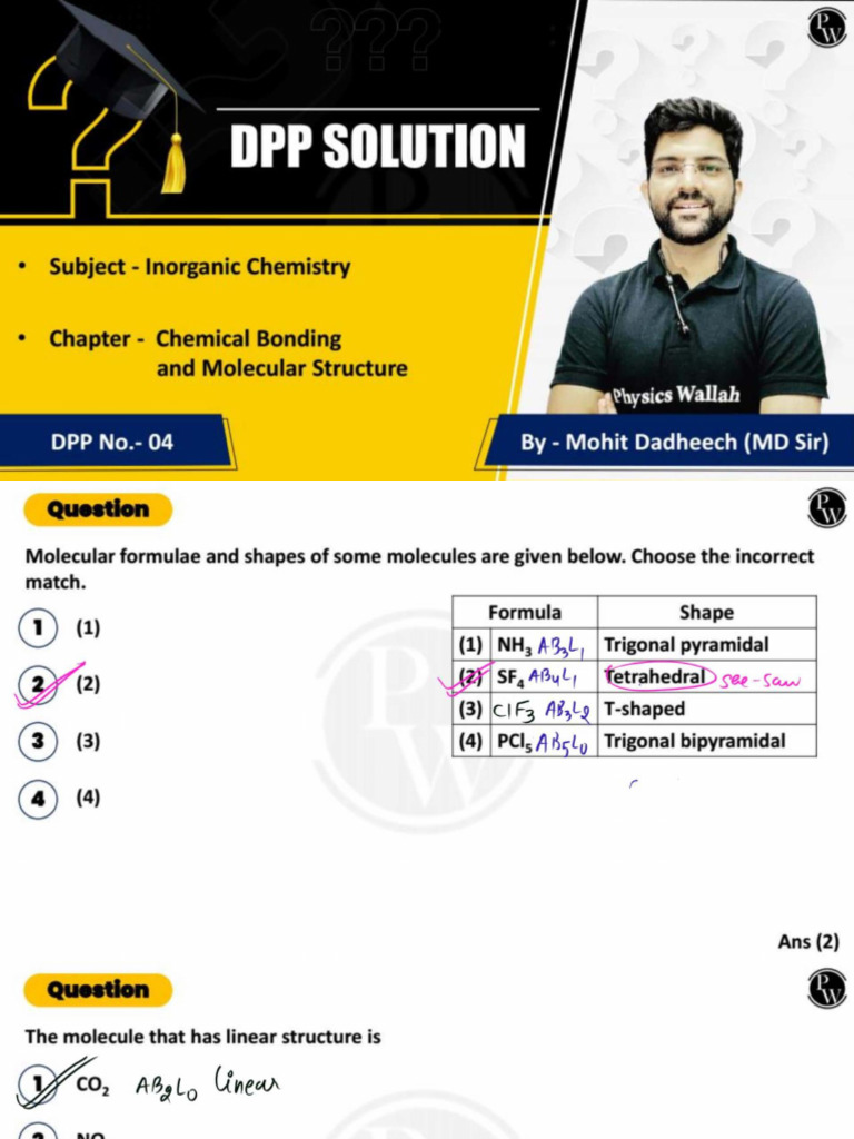 Chemical Bonding and Molecular Structure DPP 04 Solution Notes PDF | PDF