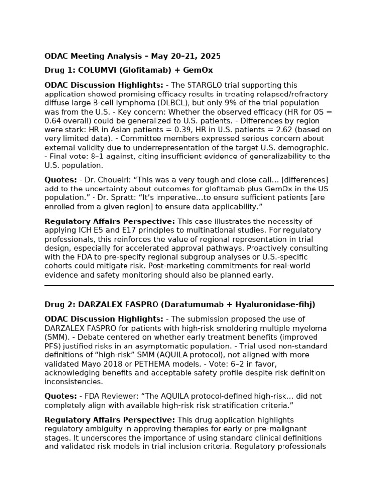 ODAC Meeting Insights: Drug Evaluations 2025 | PDF | Food And Drug ...