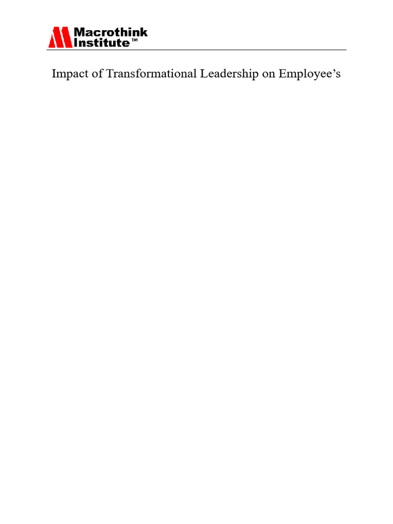 Impact of Transformational Leadership On Employee | PDF ...