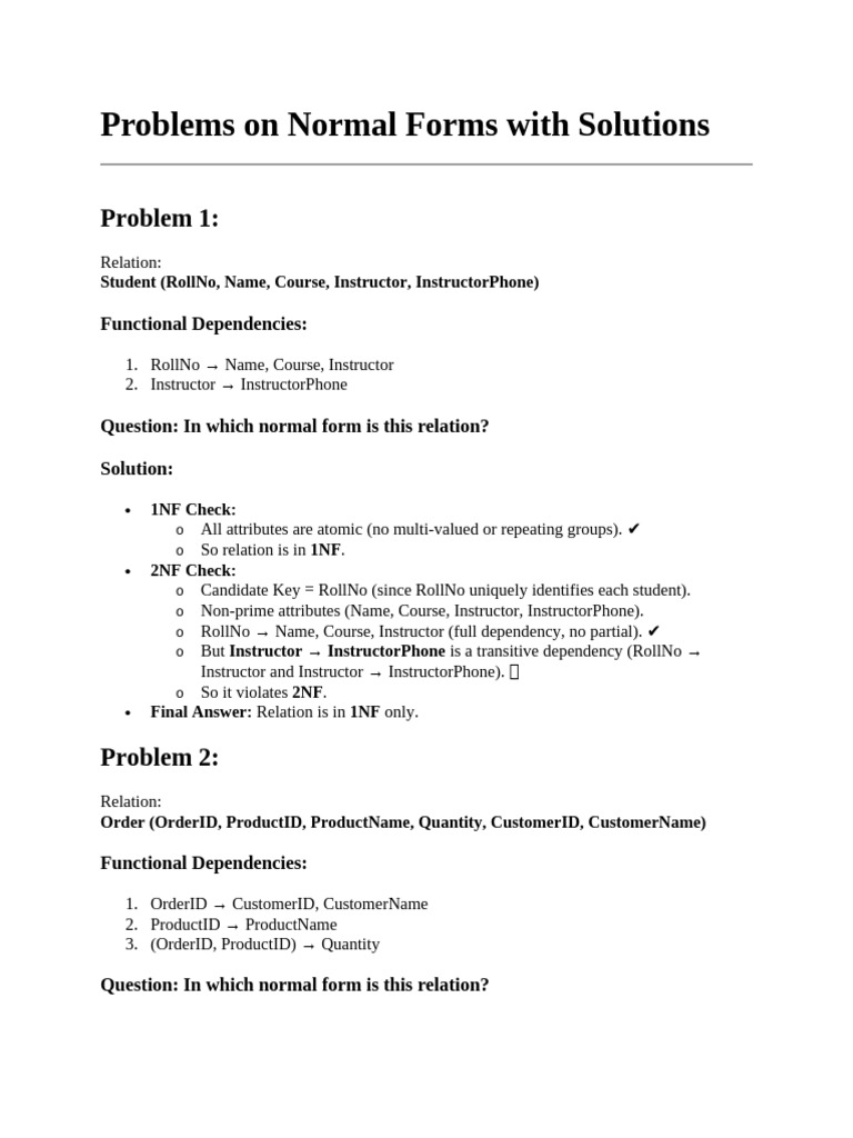Normal Forms Analysis and Solutions | PDF | Information Technology ...