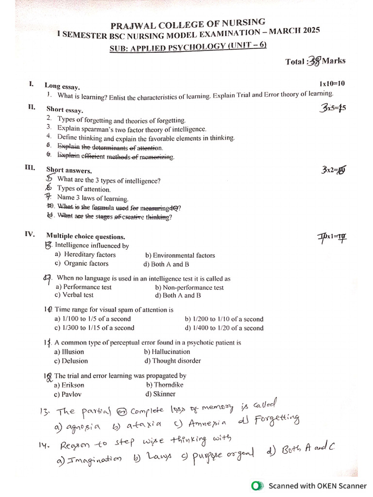 6th Model Psychology | PDF
