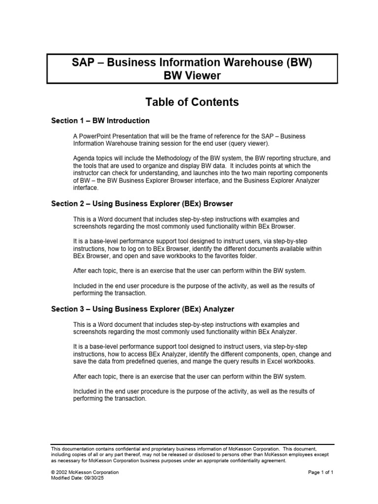 BW Viewer User Guide and Training | PDF | Microsoft Excel | Data Management