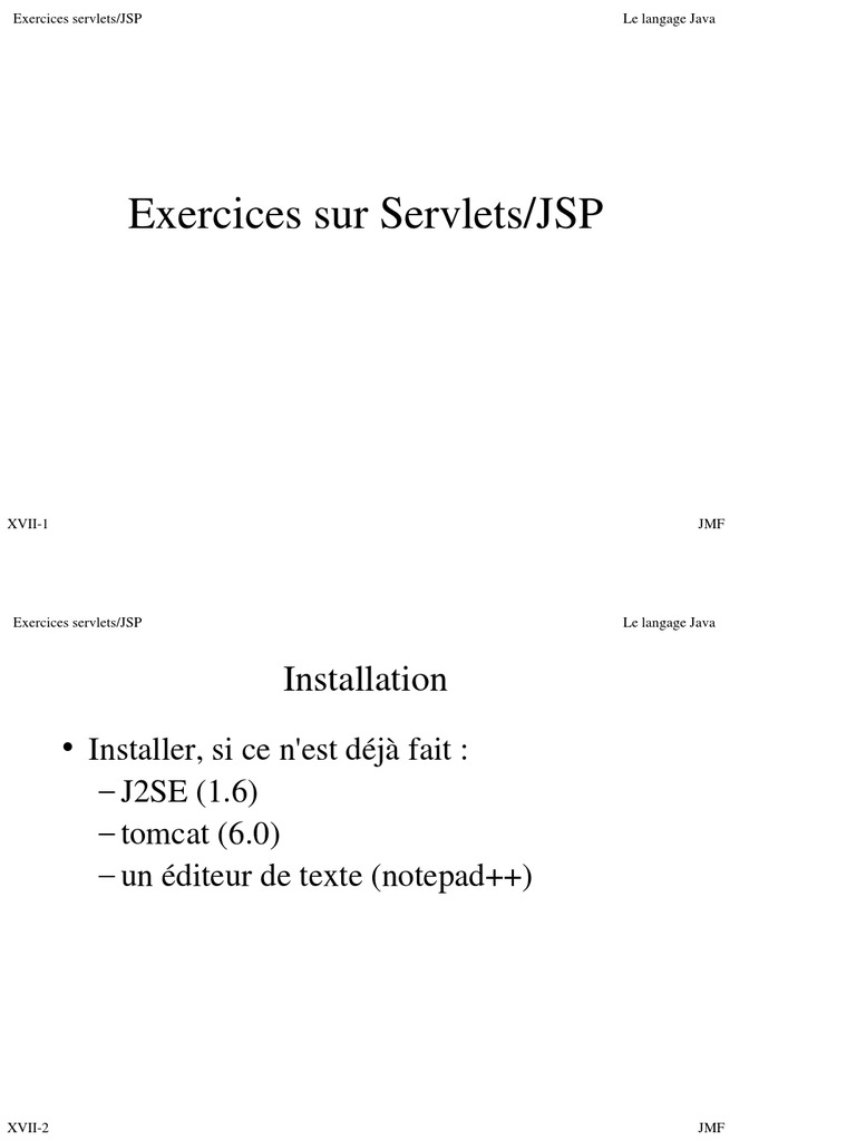 Exercices JSP et Servlets en Java | PDF | JavaServer Pages ...