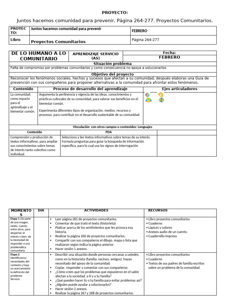 5° Proyecto DHC Juntos Hacemos Comunidad para Prevenir Libro PC | PDF ...