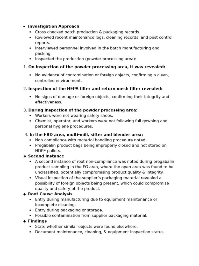 Investigation of Production Compliance Issues | PDF | Regulatory ...